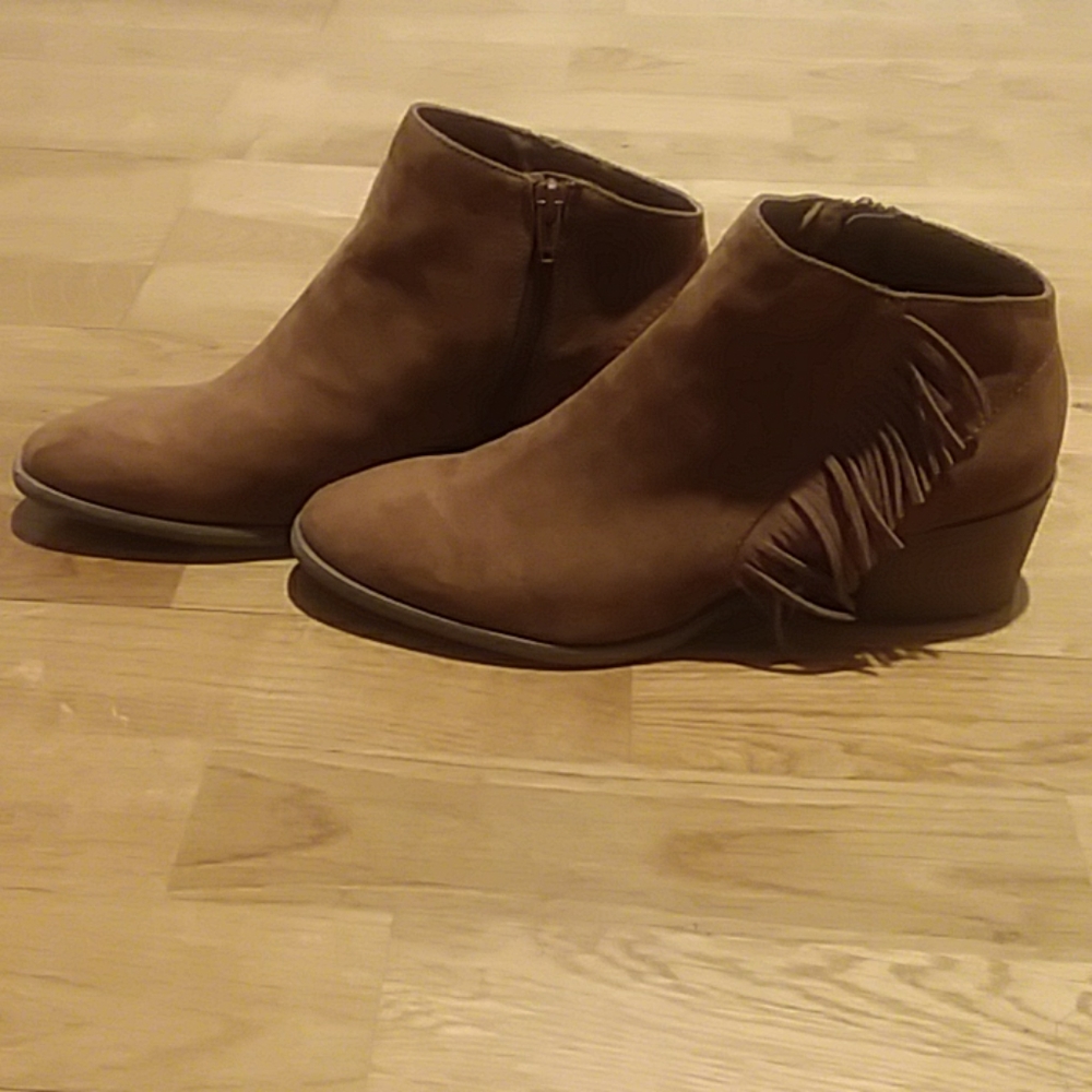 Universal Thread faux suede booties with fringe.